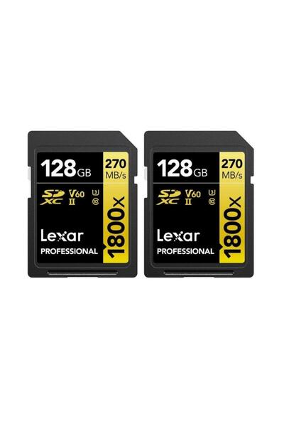 Lexar Set of 2 Lexar Professional 1800x memory cards, 128GB, SDXC, UHS-II U3