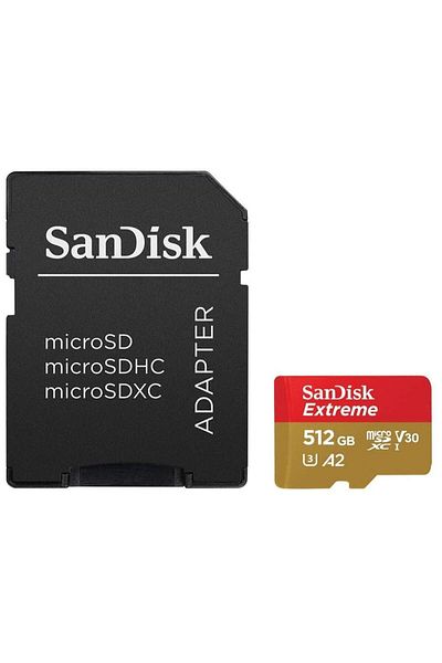 SanDisk Card de memorie SanDisk Extreme MicroSDXC, 512GB, UHS-I U3, Clasa 10, V30 + Adaptor SD