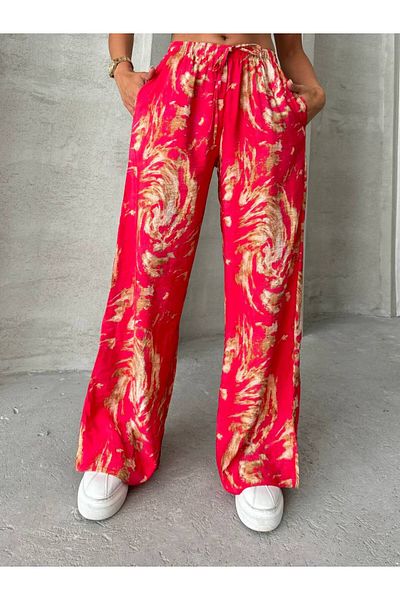 Sachistanbul Patterned Trousers with Elastic Waist