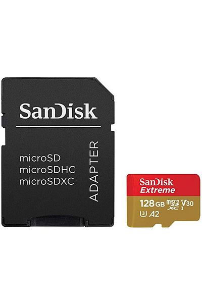 SanDisk SanDisk Extreme MicroSDXC Memory Card, 128GB, UHS-I U3, Class 10, V30 + SD Adapter