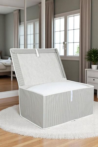 teknotrust Γκρι Κουτί με 3 Καπάκια Μπαγκέτα Mega Size 60x40x30 cm, παρέχει οργάνωση και κομψότητα