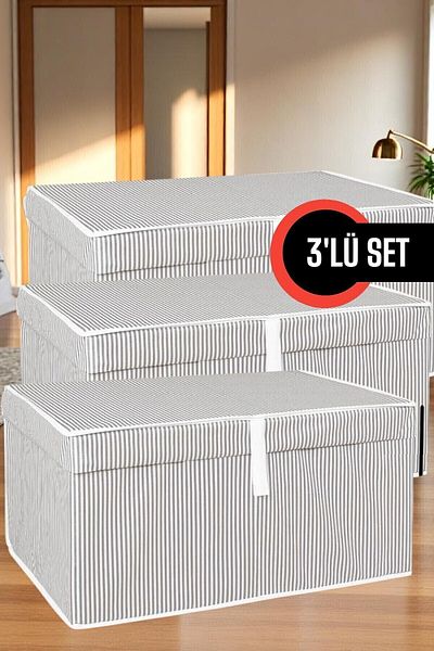 teknotrust Γκρι Κουτί με 3 Καπάκια Μπαγκέτα Mega Size 60x40x30 cm, παρέχει οργάνωση και κομψότητα