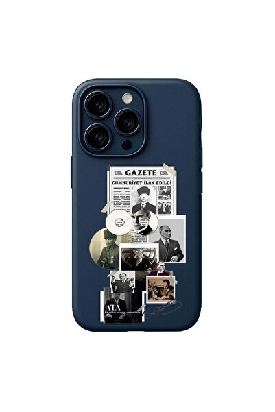 DEMİNA iPhone 12/12 Pro Uyumlu Atatürk Kolaj Tasarım Baskılı İçi Kadife Lansm...