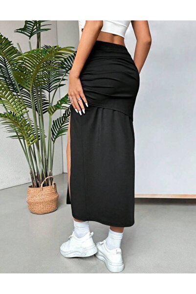 MAROVOAY Slit Skirt with Front Flap Detail