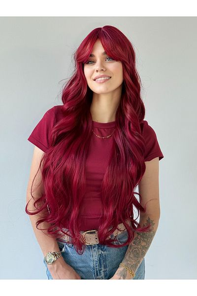 Fenomen Peruk Luxury Vip Red Perceped Tongs Wavy Wig