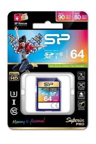 Silicon Power Silicon Power Superior Pro SDXC memory card, 64GB, UHS-I U3, Class 10