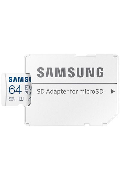 Samsung Memory card Samsung EVO Plus 2023, 64GB, microSDXC, UHS-I U1, V10, A1, SD Adapter Included