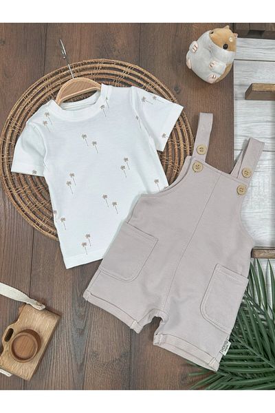 Kids Kingdom Cotton Palm Patterned Short Sleeve 2-Piece Baby Boy Set