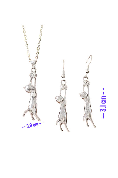 ORGANICYOU Yiwu Women's Jewelry Set for Stylish Accessories Cute Animal Cat Kitten Necklace Earrings Set