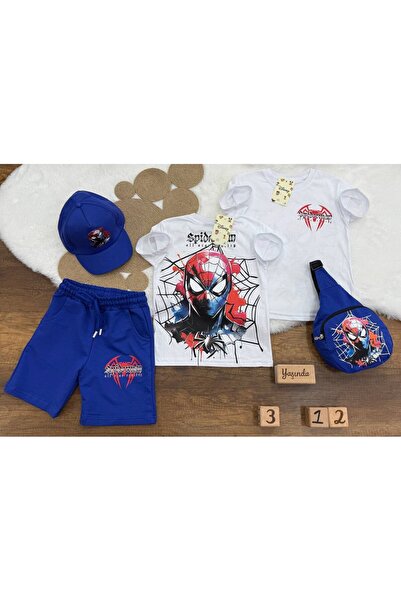 Bisahane Set 4 piese pentru băieți cu pantaloni scurți, geantă și pălărie