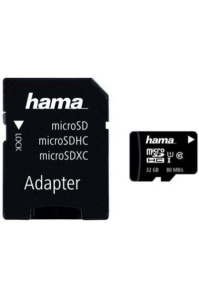 Hama Card de memorie Hama microSDHC, 32GB, Clasa 10, pana la 80 MB/s, UHS-I + Adaptor SD
