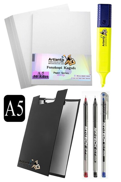 Artlantis قلم حبر جاف A5 مغطى 3 ألوان A5 ورق تصوير أبيض 50 قطعة قلم تحديد أصفر