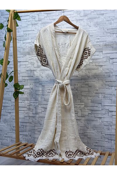 Befera Design Muslin Kimono 100% Cotton Ethnic Printed Patterned Bathrobe Kaftan Dressing Gown