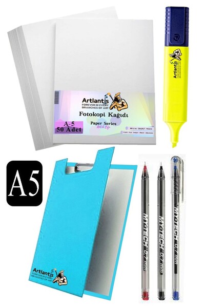 Artlantis قلم حبر جاف A5 مغطى 3 ألوان A5 ورق تصوير أبيض 50 قطعة قلم تحديد أصفر
