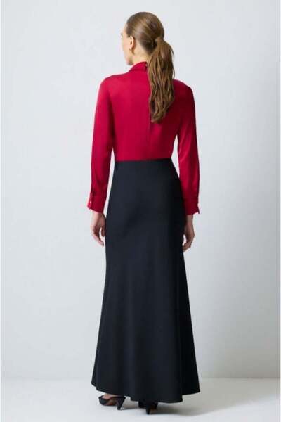 Touche Çıtçıtlı Saten Gömlek Body Bordo