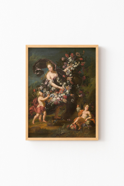 epiqart Figură Alegorice Florală - Cadru cu Motiv Lemn