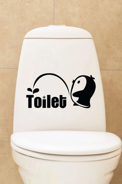 hediyenebak البطريق اللطيف |   ملصق مقعد المرحاض للحمام مقاس 26 × 22 سم