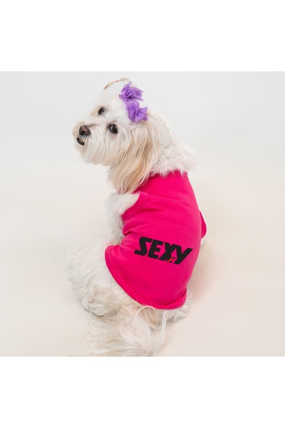 Buddy Store Kedi & Köpek Kıyafeti Giysileri Kıyafetleri - Baskılı Pembe Atlet (Penye %100 Pamuk)