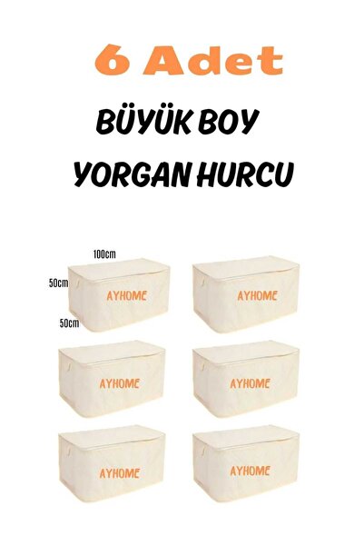 Genel Markalar 6 Adet Kapitone Krem Renk Büyük Boy Yorgan Hurcu, Kalın Desenl...