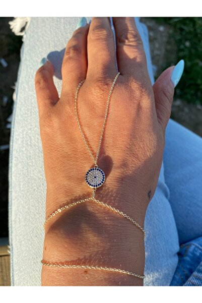 kurukafagift Şahmeran Nazar Boncuklu Zirkon Taşlı Altın Gold Renk