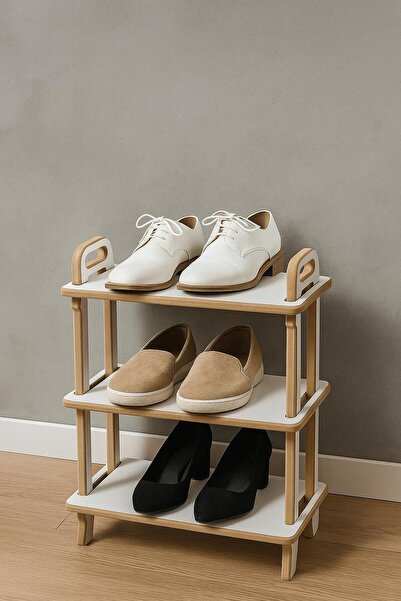 ahşaptandunyalar 3 katlı MDF ayakkabılık