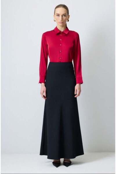 Touche Çıtçıtlı Saten Gömlek Body Bordo