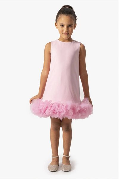 Kidmark Çocuk Modası Girl's Sleeveless Tutu Detailed Pink Evening Dress