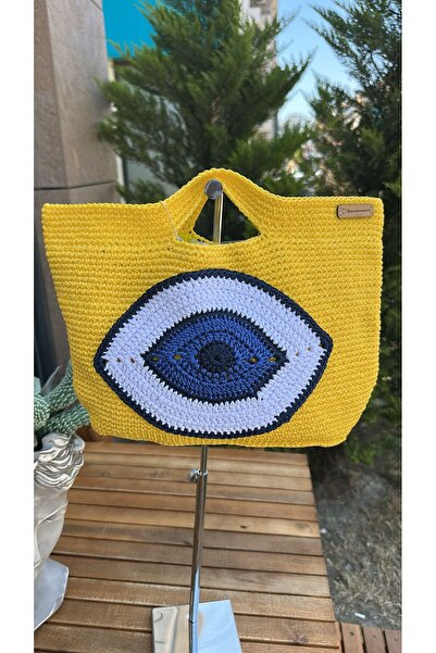 DOLCE QUEEN Women's Evil Eye Bead Detailed Knitted Design Handbag