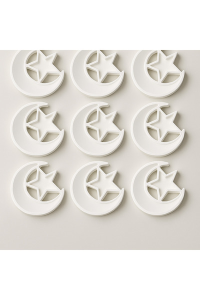 Genel Markalar 10 Adet Ay Yıldız Alçı Dekoratif Obje – Boyanabilir Hobi Ürünü