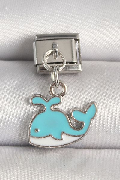 Clariss 316L Steel Silver Color Blue Whale Model Nomination Charm