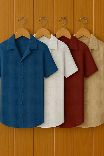 LC Waikiki Lc W 4-Piece Slim Fit Short Sleeve Button Ironing Unwilling Stylish Premium Men's Sports Shirt