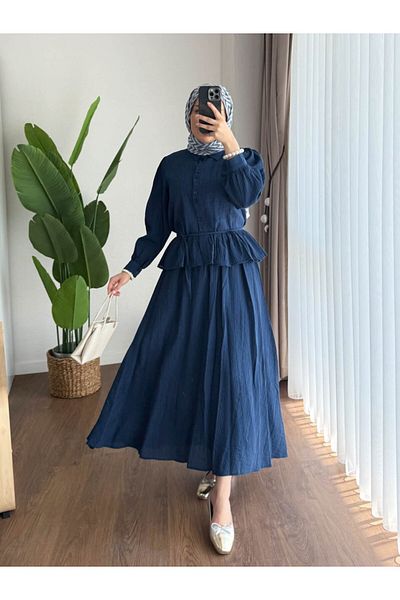 RFK Butik Γυναικείο Σετ δύο τεμαχίων Melinda Begonia με υφασμάτινη φούστα Navy Blue