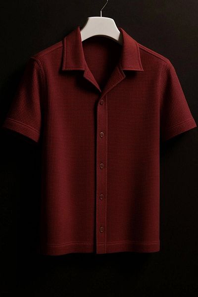 Store 100% Cotton Waffle Fabric Premium Quality Short Sleeve Summer Men's Shirt