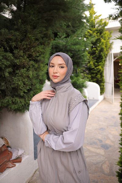 Wovi Women's Hijab Sportswear Women's Tracksuit Set Striped Sleeves