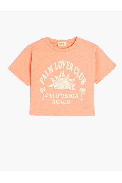 Koton Crew Neck Short Sleeve Cotton Crop T-Shirt