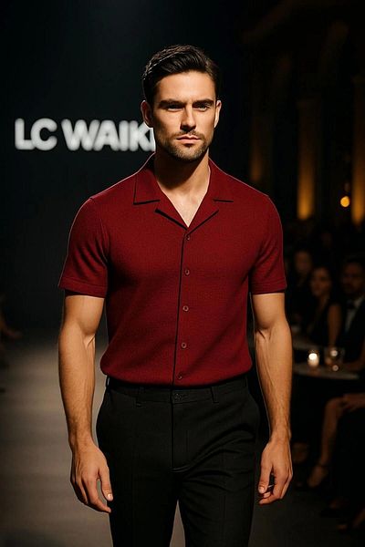 LC Waikiki Lc W 100% Cotton Special Design Ironing Unwilling Textured Fabric Short Sleeve Men's Summer Shirt