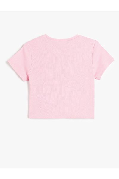 Koton Cotton Tweety Embroidery Licensed Short Sleeve Crew Neck Crop T-Shirt