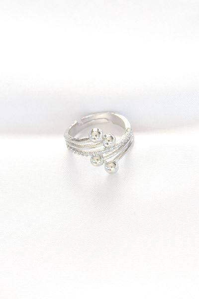 Clariss Heel Model Zircon Stone Silver Color Adjustable Ring