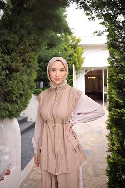 Wovi Γυναικεία Αθλητικά Ρούχα Hijab Γυναικεία Σετ Φόρμας Ριγέ μανίκια