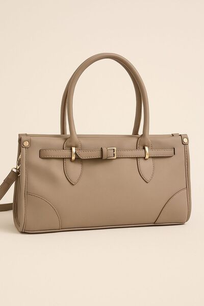 Timeless Kadın Bej Tokalı El ve Omuz Çantası – Şık, Geniş Hacimli Günlük Model