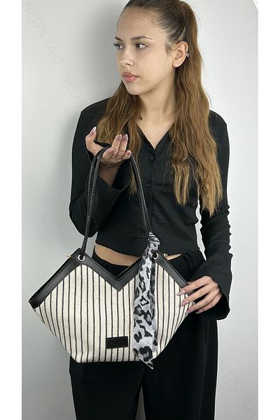 Neon Takı by Atalay Shoulder and Hand Bag with Sensitivity Label and Scarf Detail 58