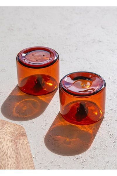 The Mia Cam0456 Round Salt and Pepper Shakers Set of 2 Amber 6X5 cm