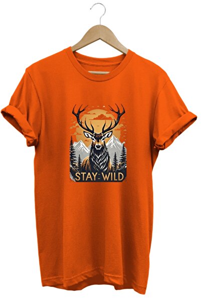 hobidünyam- Stay Wild T-Shirt Printed 100% Cotton Regular Fit T-Shirt