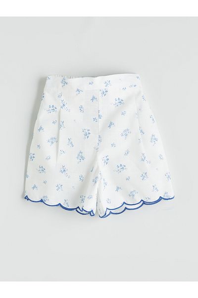 LC Waikiki Pantaloni scurți pentru fete cu flori cu talie elastică