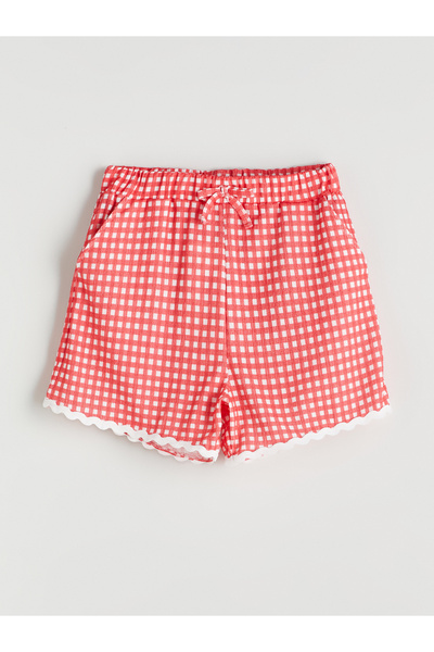 LC Waikiki Elastic Waist Plaid Girl's Shorts