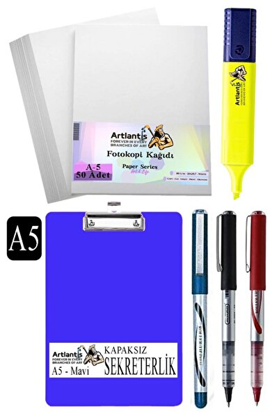 Artlantis قلم سيكرتاري A5 بدون غطاء 3 ألوان A5 ورق تصوير أبيض 50 قطعة قلم تحد...