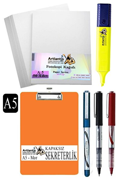 Artlantis قلم سيكرتاري A5 بدون غطاء 3 ألوان A5 ورق تصوير أبيض 50 قطعة قلم تحد...