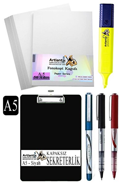 Artlantis قلم سيكرتاري A5 بدون غطاء 3 ألوان A5 ورق تصوير أبيض 50 قطعة قلم تحد...