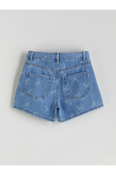 LC Waikiki Stitch Printed Girl's Jean Shorts