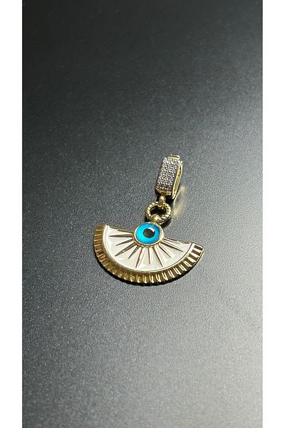 Neon Takı by Atalay Sensitivity Tag and Zircon Stone, Eye, Fan, Stainless Steel Ajda Charm 10, Case Gold Color